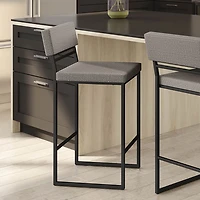 Everly Contemporary Counter Height Barstool - Silver Grey/Black