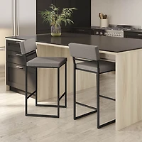 Everly Contemporary Counter Height Barstool - Silver Grey/Black