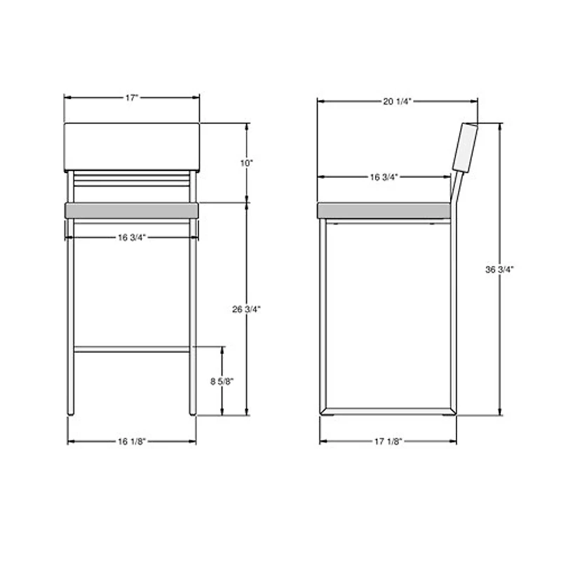 Everly Contemporary Counter Height Barstool - Silver Grey/Black