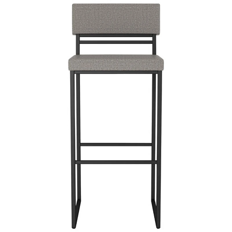 Everly Contemporary Bar Height Barstool - Silver Grey/Black