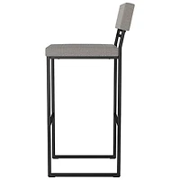 Everly Contemporary Bar Height Barstool - Silver Grey/Black