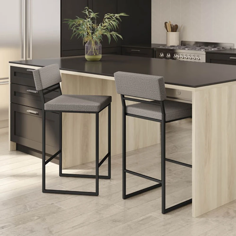 Everly Contemporary Bar Height Barstool - Silver Grey/Black