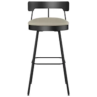 Tabouret de bar contemporain à hauteur de comptoir Monza - Gris beige/Noir