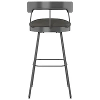 Tabouret de bar contemporain à hauteur de comptoir Monza - Gris foncé/Gris foncé