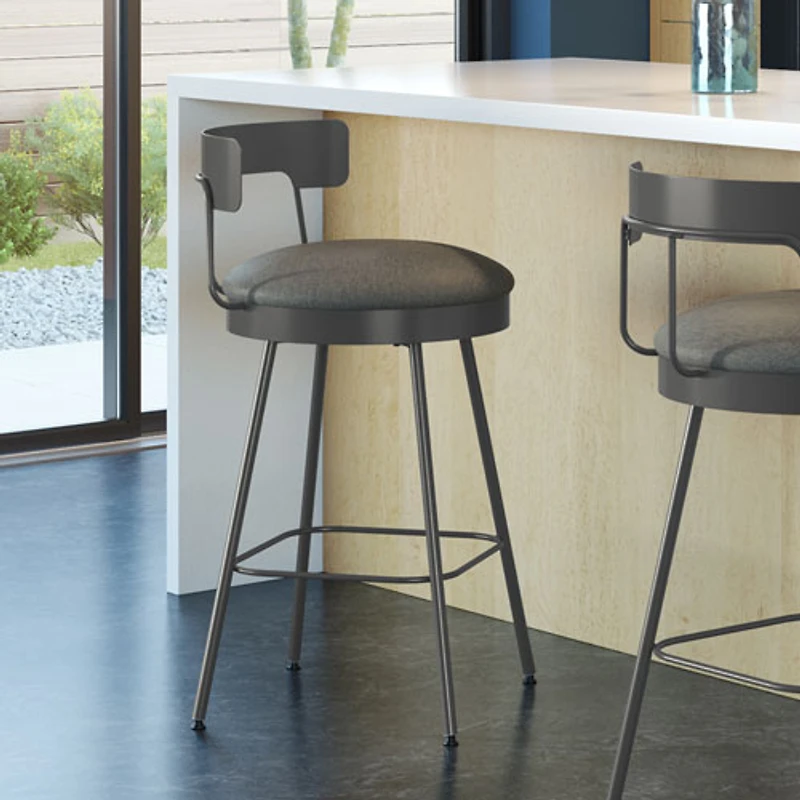 Tabouret de bar contemporain à hauteur de comptoir Monza - Gris foncé/Gris foncé