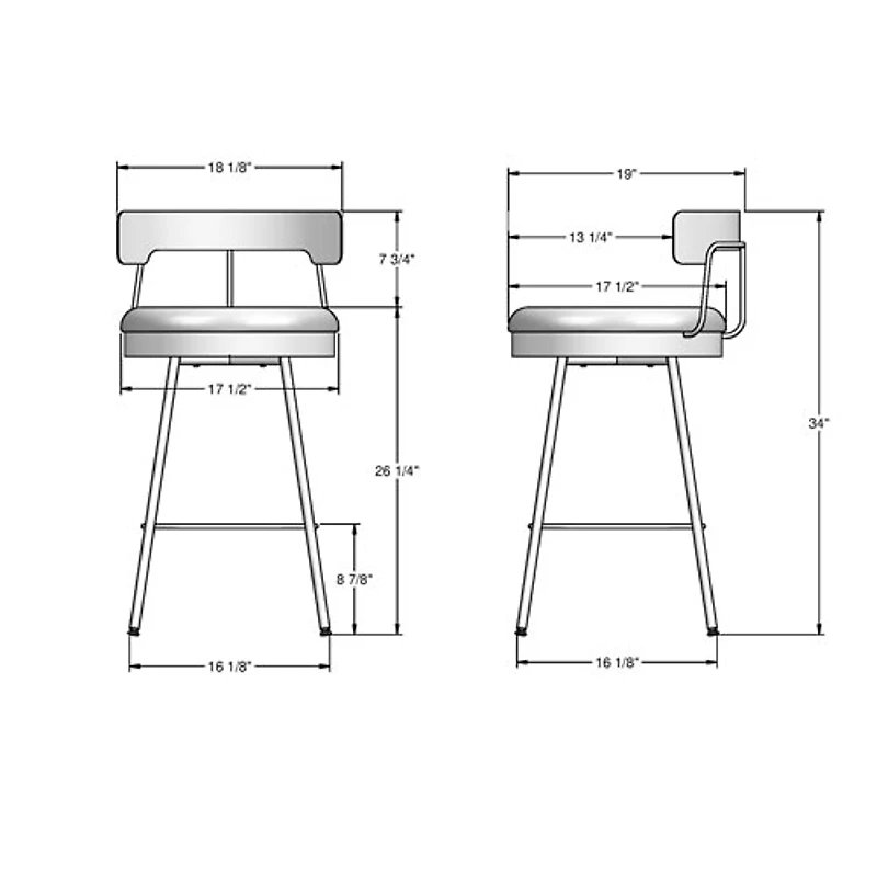 Tabouret de bar contemporain à hauteur de comptoir Monza - Gris foncé/Gris foncé