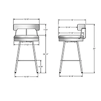 Tabouret de bar contemporain à hauteur de comptoir Monza - Gris foncé/Gris foncé