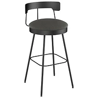 Tabouret de bar contemporain à hauteur de bar Monza - Gris foncé/Noir