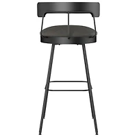 Tabouret de bar contemporain à hauteur de bar Monza - Gris foncé/Noir