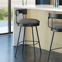 Tabouret de bar contemporain à hauteur de bar Monza - Gris foncé/Noir