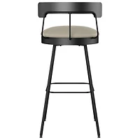 Monza Contemporary Bar Height Barstool - Greige/Black