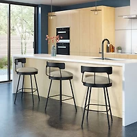 Monza Contemporary Bar Height Barstool - Greige/Black