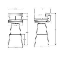 Tabouret de bar contemporain à hauteur de bar Monza - Gris beige/Noir