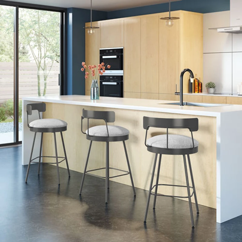 Monza Contemporary Bar Height Barstool - Grey White/Dark Grey