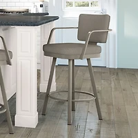 Thea Rustic Country Counter Height Barstool - Beige Grey Boucle/Grey