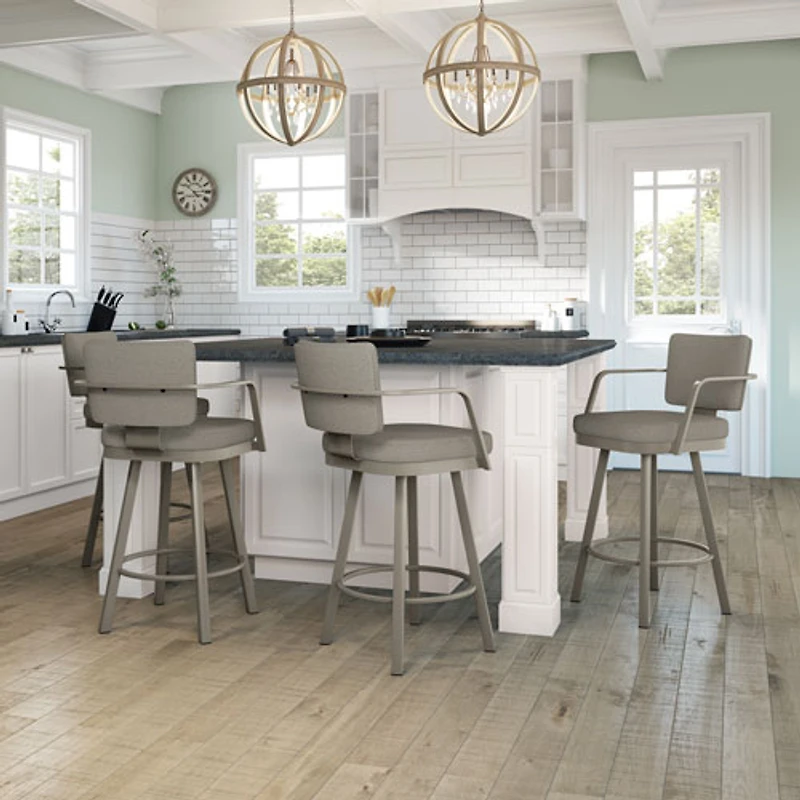 Thea Rustic Country Counter Height Barstool - Beige Grey Boucle/Grey