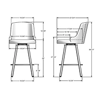 Tabouret de bar traditionnel à hauteur de comptoir Kelsea - Gris argenté/Noir