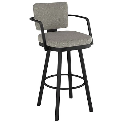 Tabouret de bar rustique à hauteur de bar Thea - Tissu bouclé gris-beige/Noir