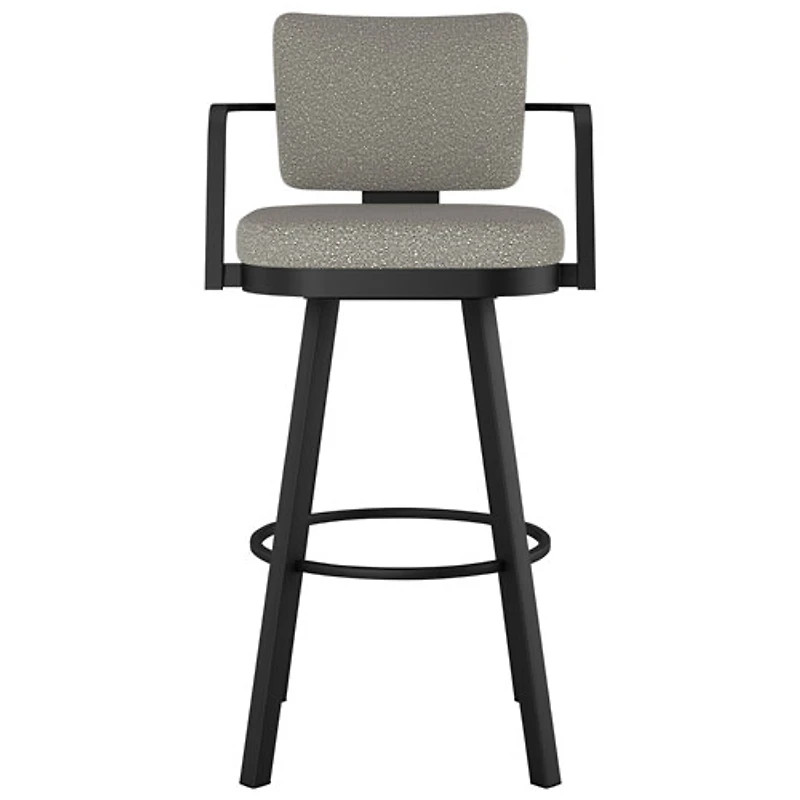 Tabouret de bar rustique à hauteur de bar Thea - Tissu bouclé gris-beige/Noir
