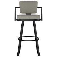 Tabouret de bar rustique à hauteur de bar Thea - Tissu bouclé gris-beige/Noir