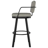 Tabouret de bar rustique à hauteur de bar Thea - Tissu bouclé gris-beige/Noir