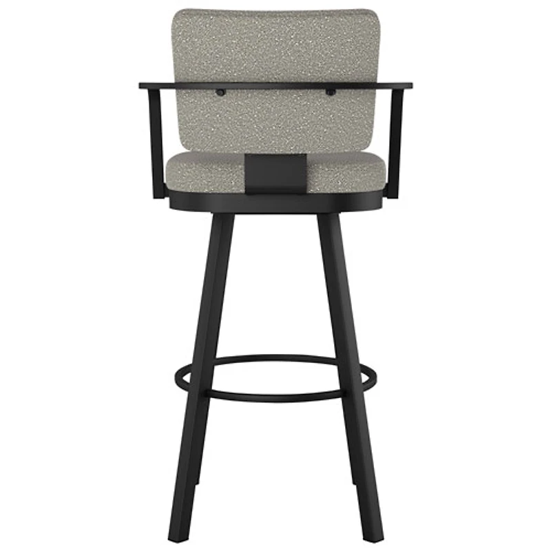 Tabouret de bar rustique à hauteur de bar Thea - Tissu bouclé gris-beige/Noir