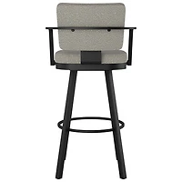 Tabouret de bar rustique à hauteur de bar Thea - Tissu bouclé gris-beige/Noir