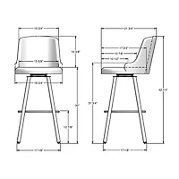 Kelsea Traditional Bar Height Barstool - Silver Grey/Shiny Grey