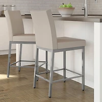 Tabouret de bar traditionnel à hauteur de bar Perry - Crème/Gris