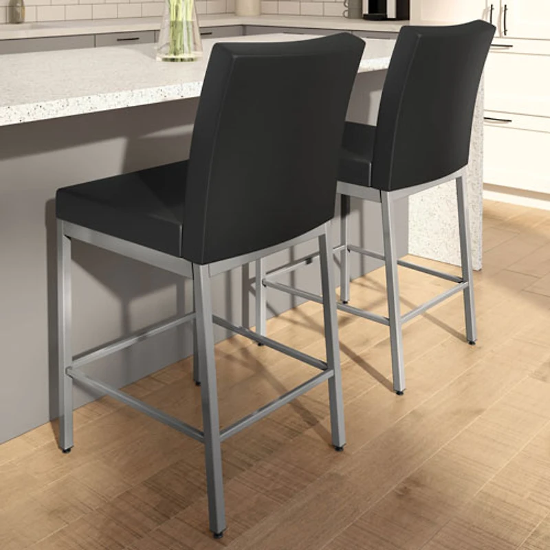 Tabouret de bar traditionnel à hauteur de bar Perry Plus - Noir/Gris