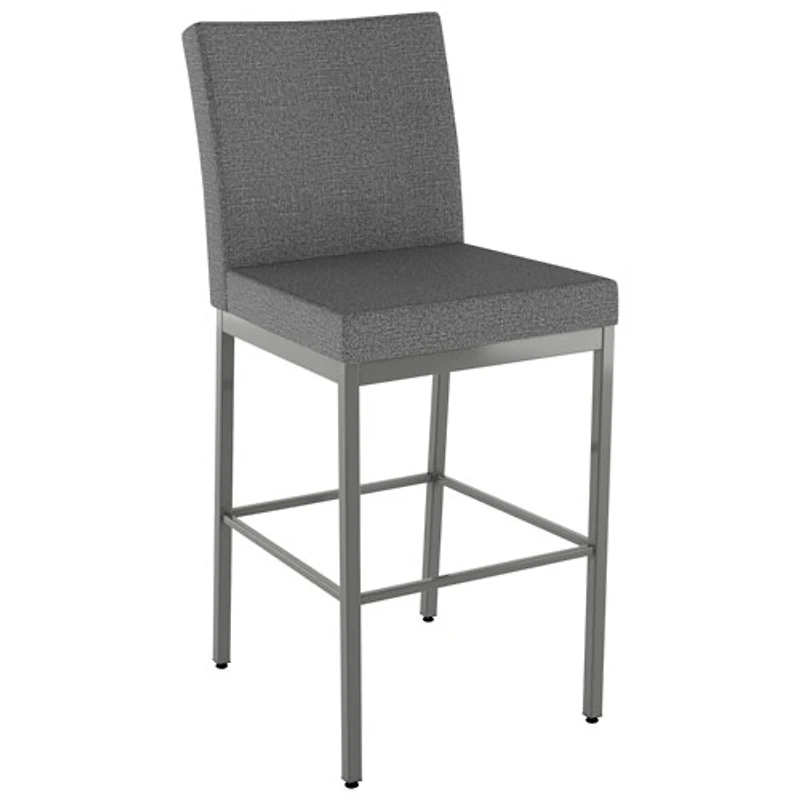 Perry Plus Traditional Bar Height Barstool - Grey Woven/Metallic Grey