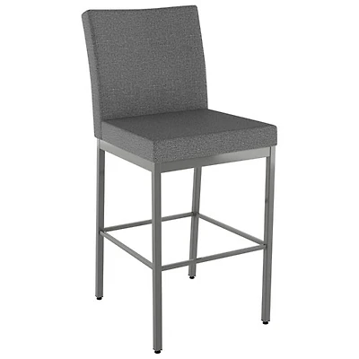 Perry Plus Traditional Bar Height Barstool - Grey Woven/Metallic Grey