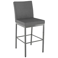 Perry Plus Traditional Bar Height Barstool - Grey Woven/Metallic Grey
