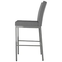 Perry Plus Traditional Bar Height Barstool - Grey Woven/Metallic Grey