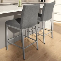 Perry Plus Traditional Bar Height Barstool - Grey Woven/Metallic Grey