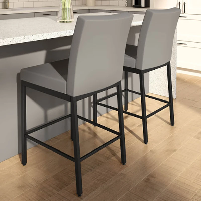 Tabouret de bar traditionnel à hauteur de bar Perry Plus - Gris taupe/Noir