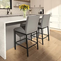 Tabouret de bar traditionnel à hauteur de bar Perry Plus - Gris taupe/Noir
