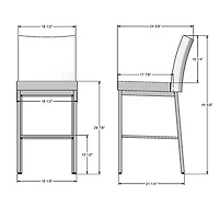 Tabouret de bar traditionnel à hauteur de bar Perry Plus - Gris taupe/Noir