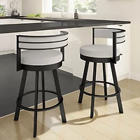 Tabouret de bar contemporain à hauteur de bar Browser - Gris tissé/Noir