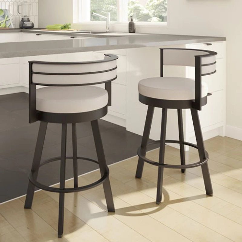 Tabouret de bar contemporain à hauteur de bar Browser - Crème/Brun