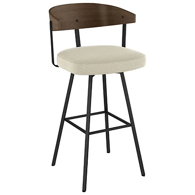 Quinton Contemporary Counter Height Barstool - Cream Boucle/Brown/Black