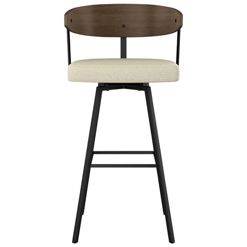Quinton Contemporary Counter Height Barstool - Cream Boucle/Brown/Black