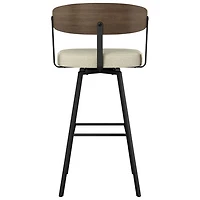 Quinton Contemporary Counter Height Barstool - Cream Boucle/Brown/Black