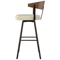 Quinton Contemporary Counter Height Barstool - Cream Boucle/Light Brown/Dark Brown