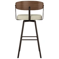 Quinton Contemporary Counter Height Barstool - Cream Boucle/Light Brown/Dark Brown