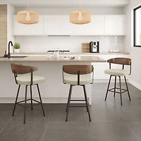 Quinton Contemporary Counter Height Barstool - Cream Boucle/Light Brown/Dark Brown