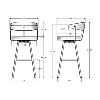 Quinton Contemporary Bar Height Barstool - Cream Boucle/Light Brown/Dark Brown