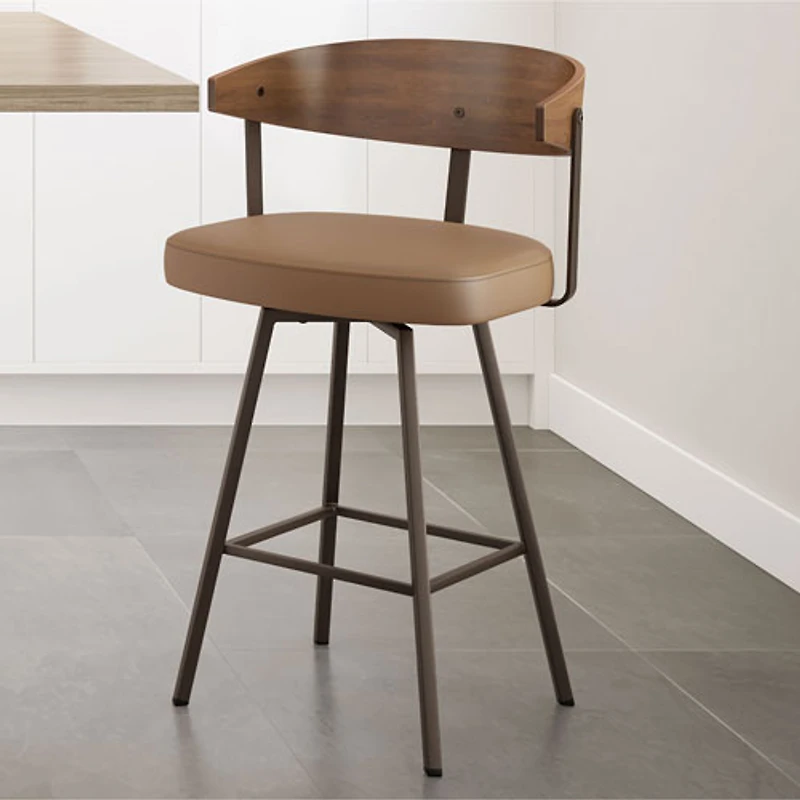 Quinton Contemporary Counter Height Barstool - Tan/Light Brown/Dark Brown