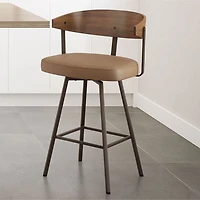 Quinton Contemporary Counter Height Barstool - Tan/Light Brown/Dark Brown