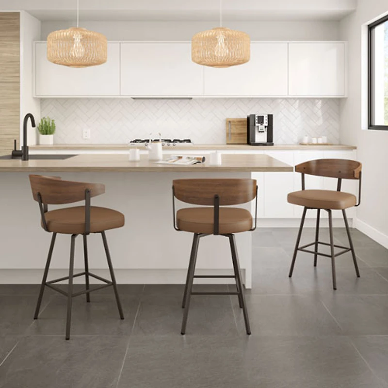 Quinton Contemporary Counter Height Barstool - Tan/Light Brown/Dark Brown